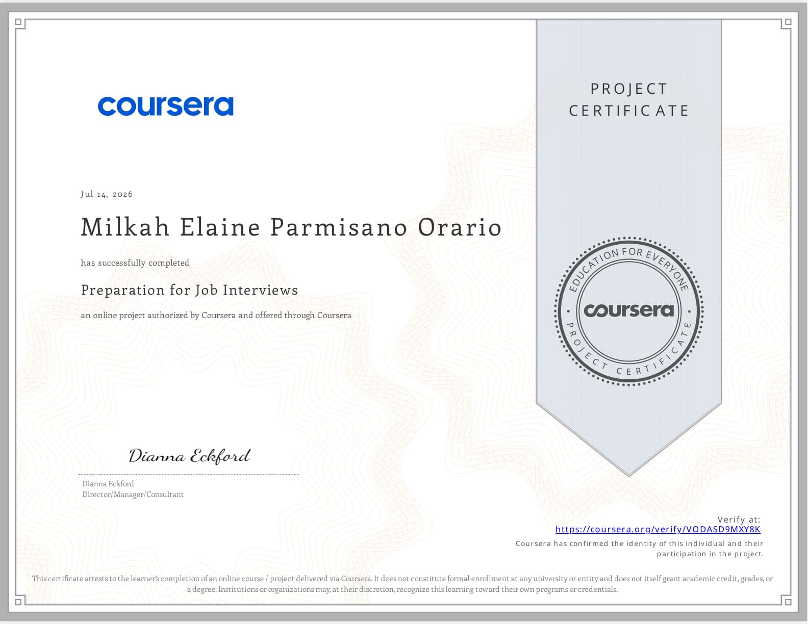 Certificate in Job Interview preview
